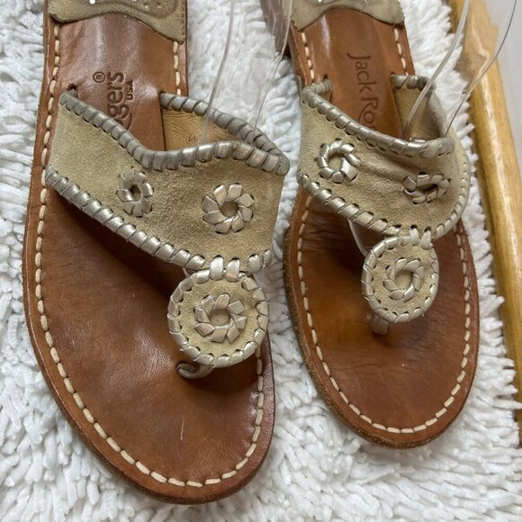 Jack Rogers Signature Jack's Flat Sandal Platinum Silver Size 9‎ - Picture 4 of 6